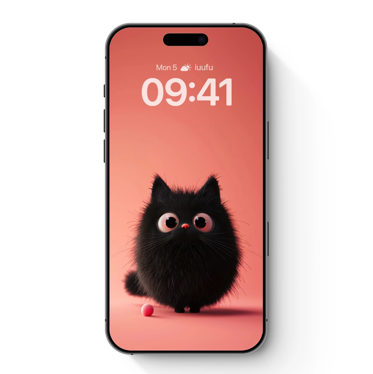 Cute Black Kitten with Big Eyes: Whimsical Cartoon Charm