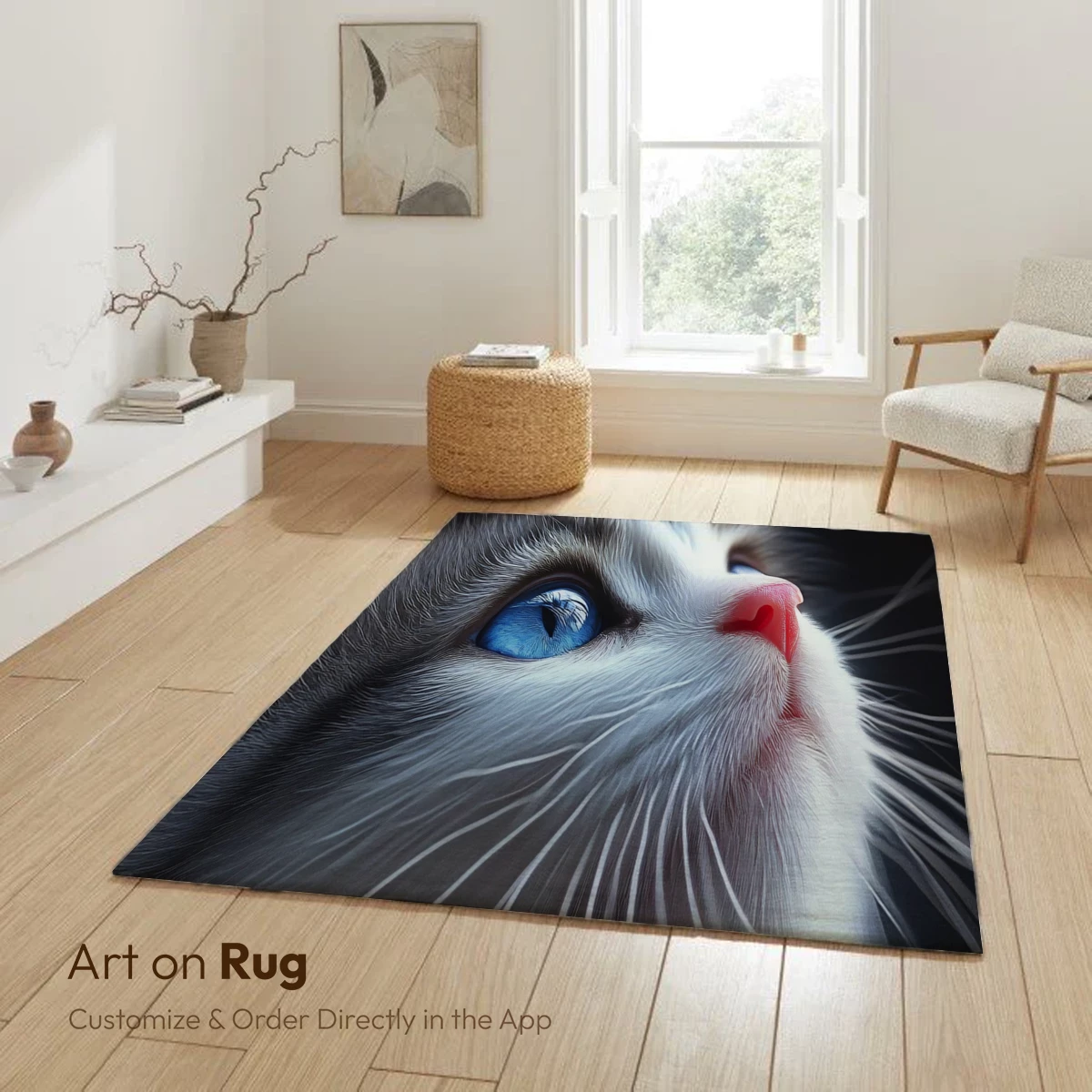 Ethereal Feline Gaze: Blue-Eyed Fluff in Midnight - Image 6