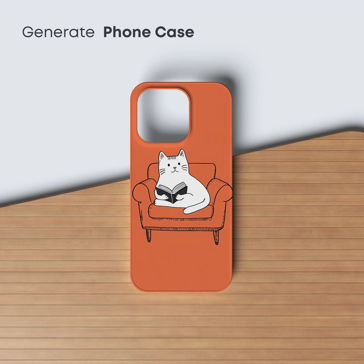 Cozy Cat Reader in Orange Armchair - Image 3