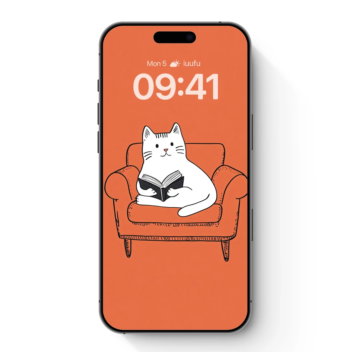 Cozy Cat Reader in Orange Armchair