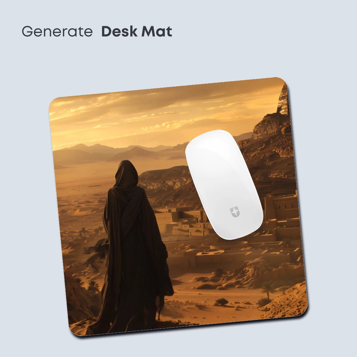 Desert Sentinel: Cloaked Figure Overlooks Ancient City - Image 4