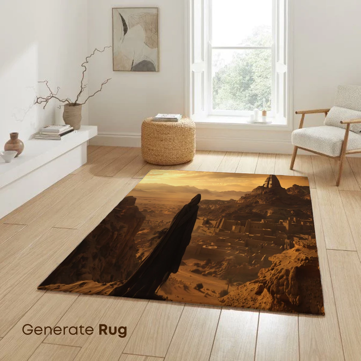 Desert Sentinel: Cloaked Figure Overlooks Ancient City - Image 6