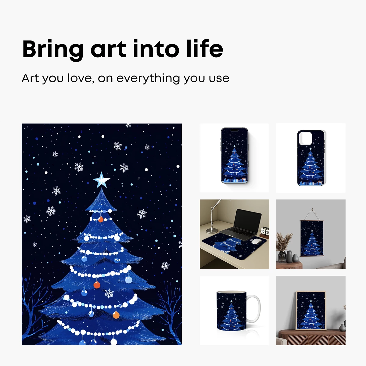 Enchanted Blue Christmas Tree Under Starlit Sky - Image 2