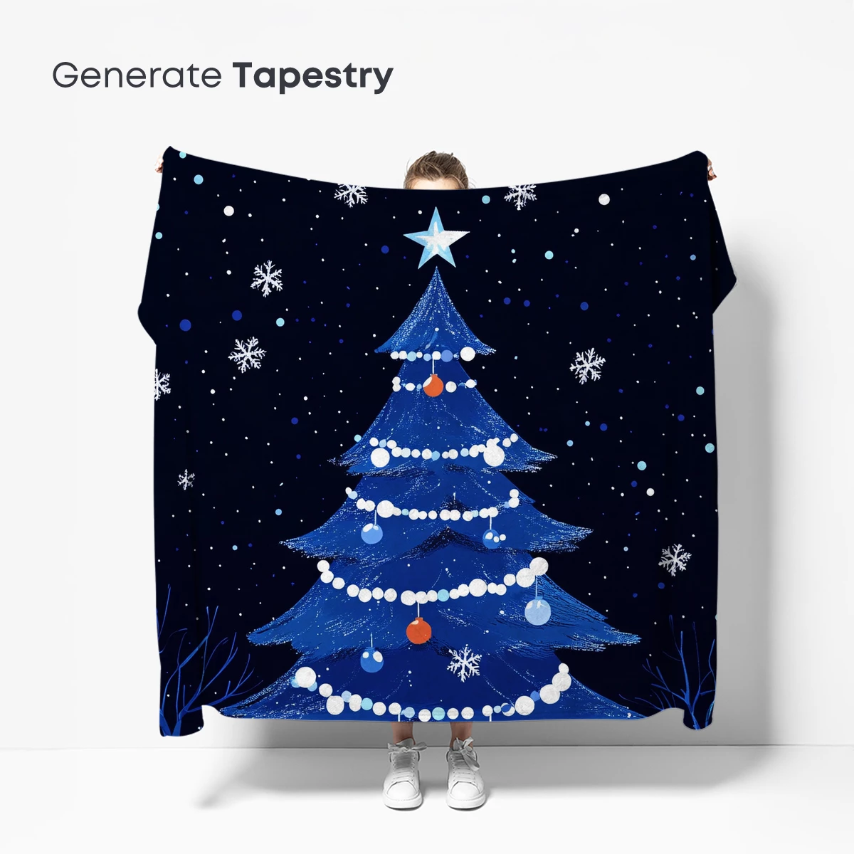 Enchanted Blue Christmas Tree Under Starlit Sky - Image 5