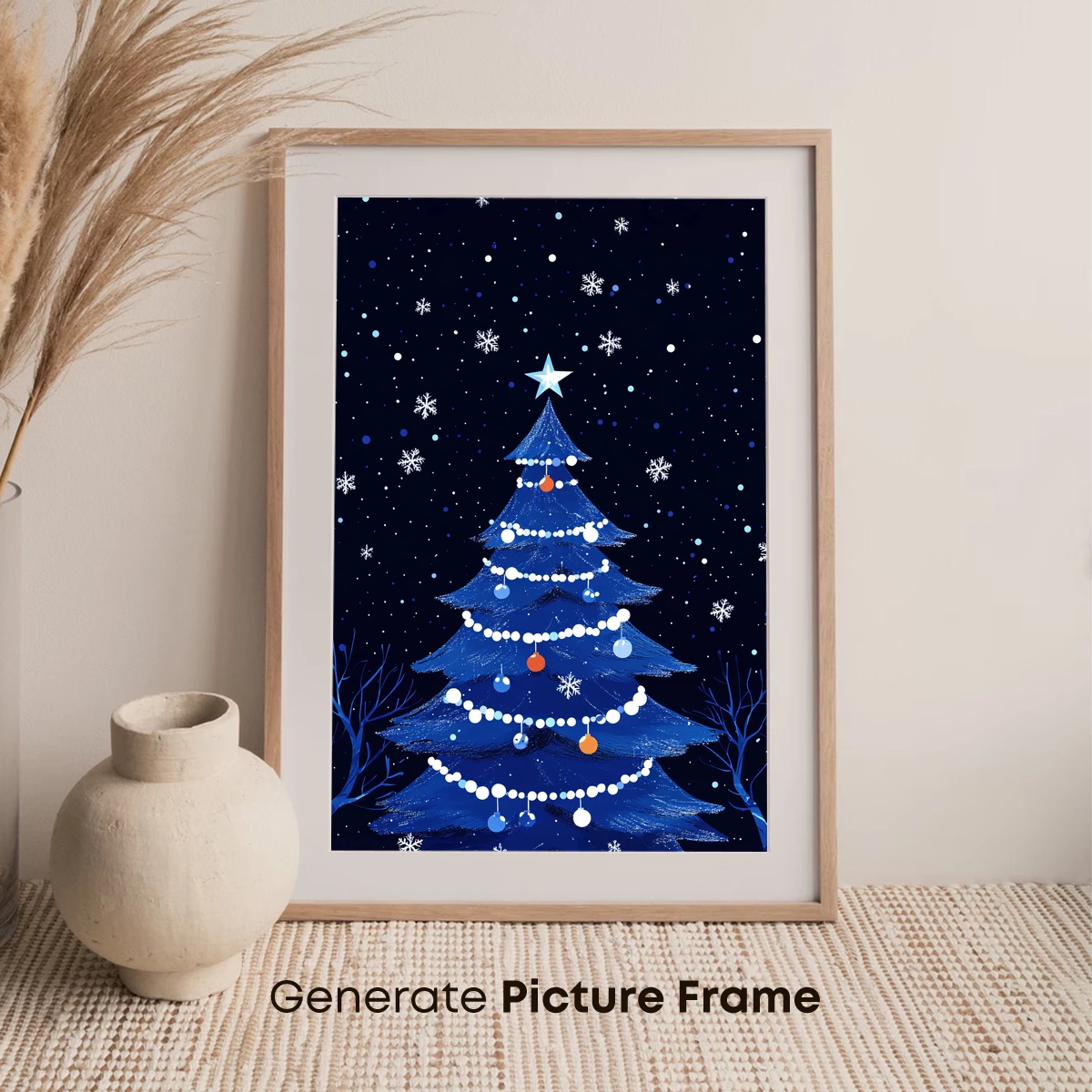 Enchanted Blue Christmas Tree Under Starlit Sky - Image 7