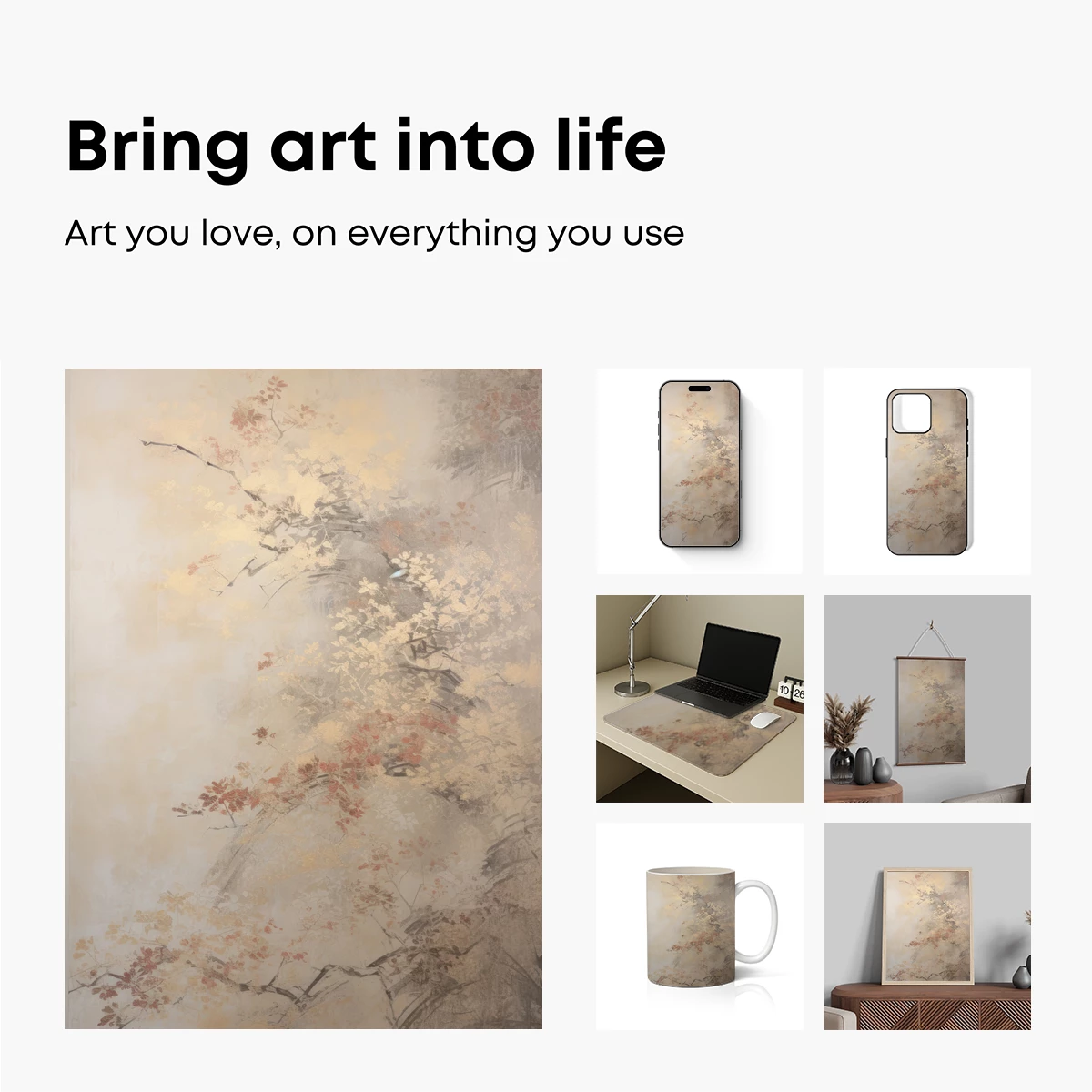 Autumn Whisper: Ethereal Branches in Mist - Image 2