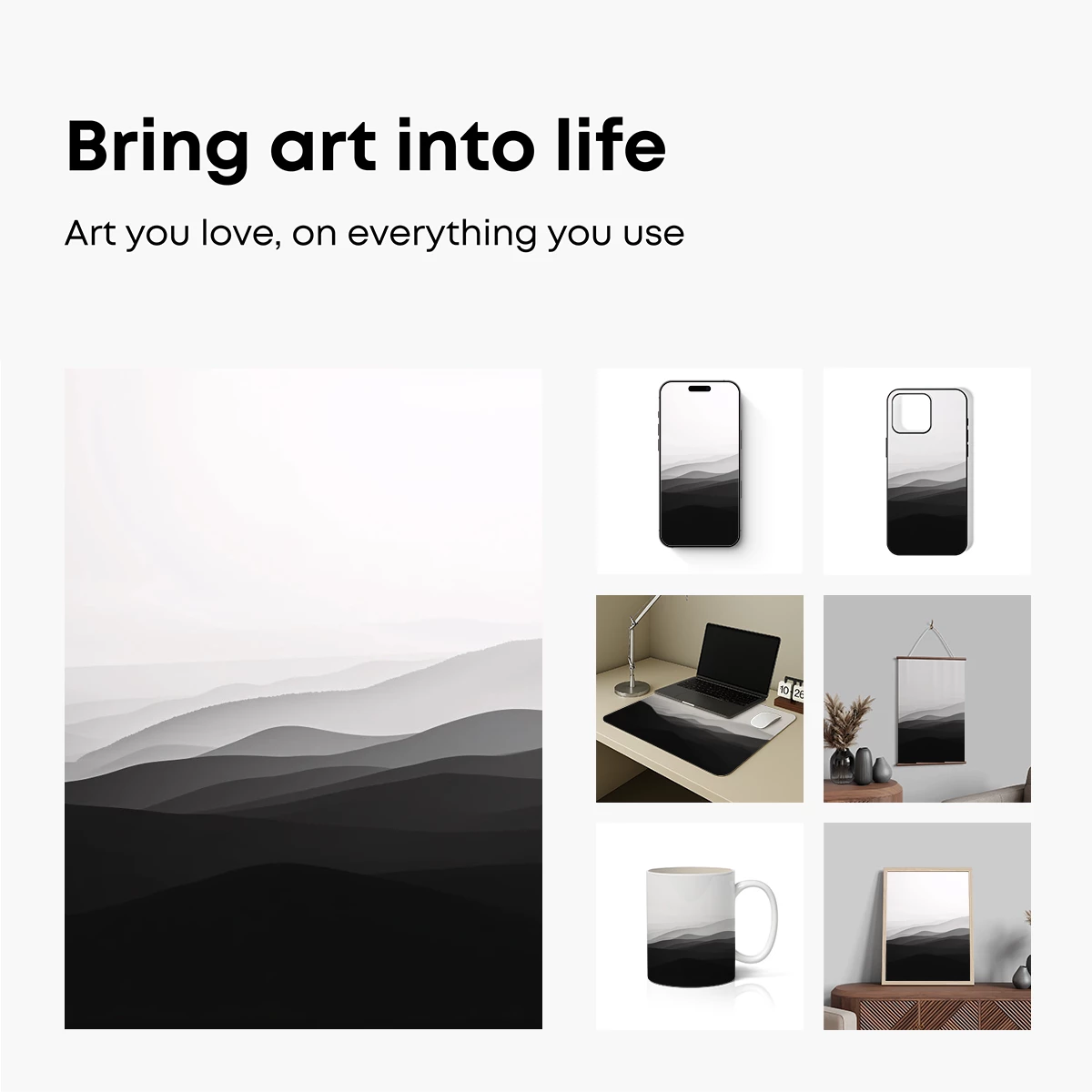 Ethereal Mountain Layers: A Monochrome Odyssey - Image 2