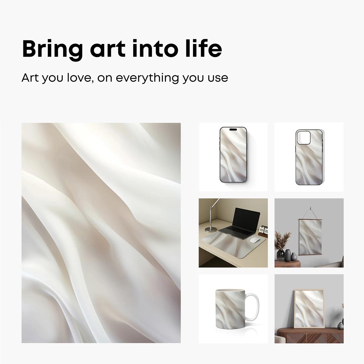 Elegant Silk Drapery: Soft Waves of Purity - Image 2