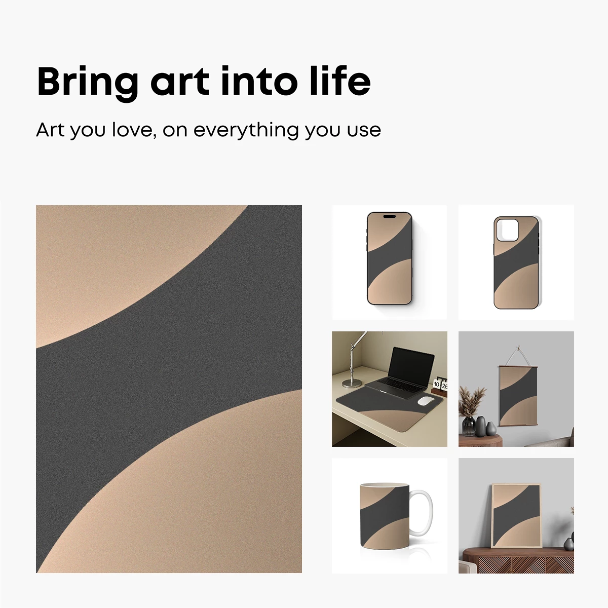 Abstract Elegance: Beige and Gray Harmony - Image 2