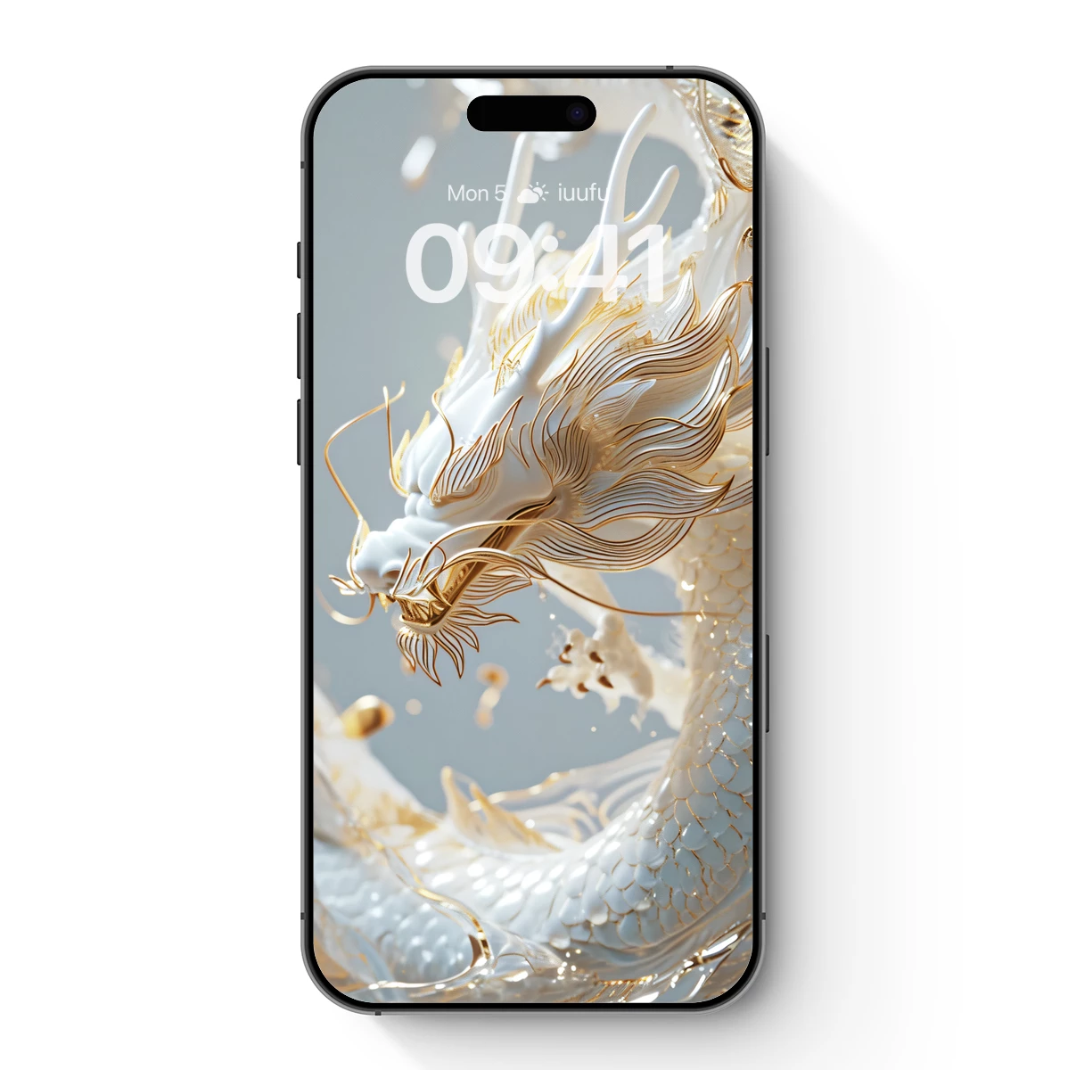 Ethereal White Dragon with Golden Accents