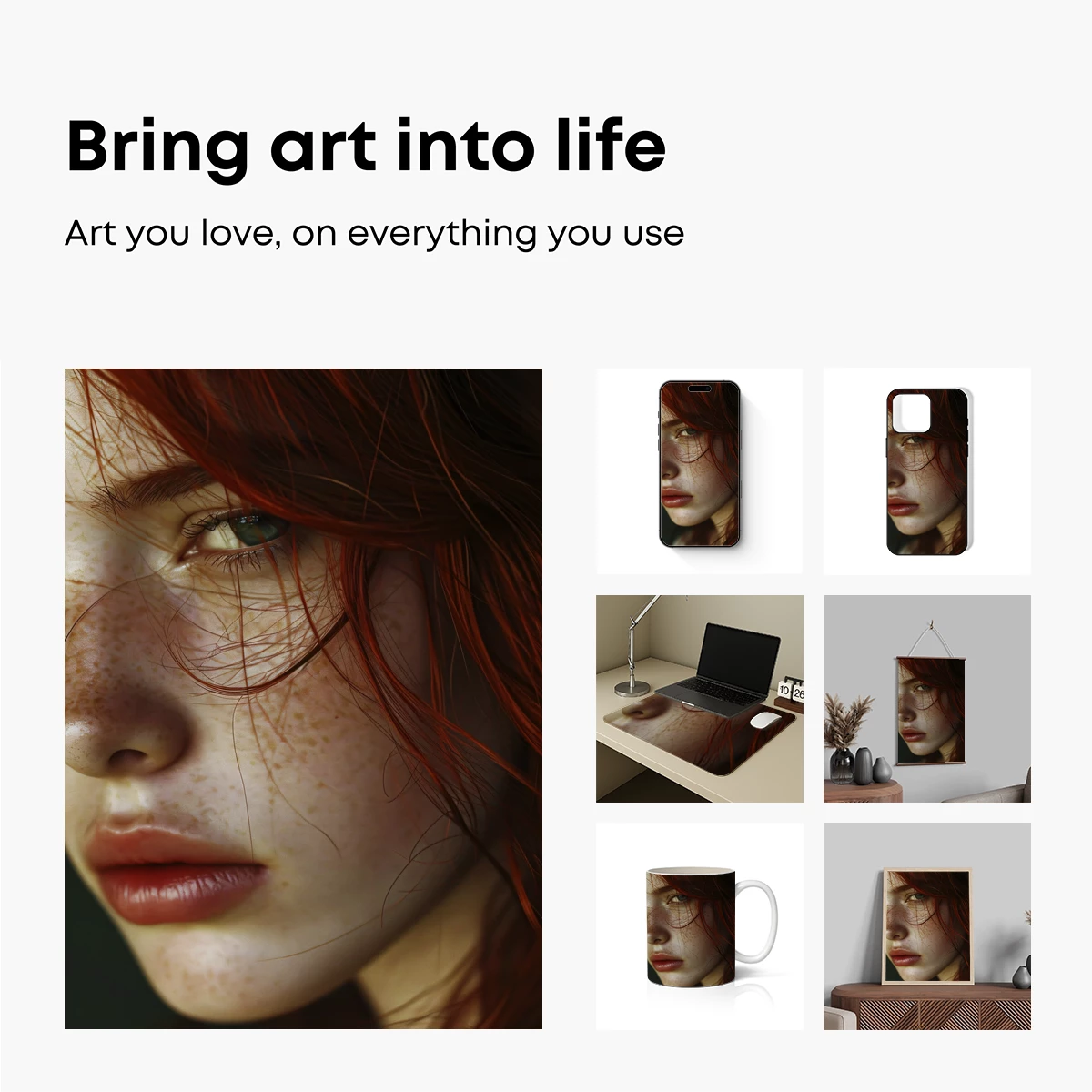 Freckled Ginger Elegance: A Portrait in Warm Tones - Image 2