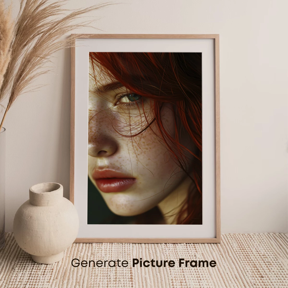 Freckled Ginger Elegance: A Portrait in Warm Tones - Image 7