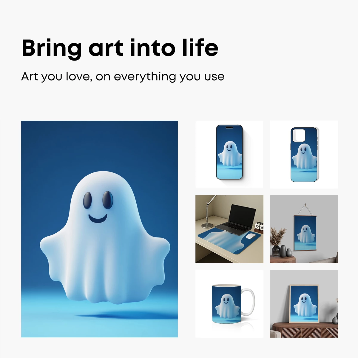 Cheerful Ghost in Blue: Whimsical 3D Art - Image 2