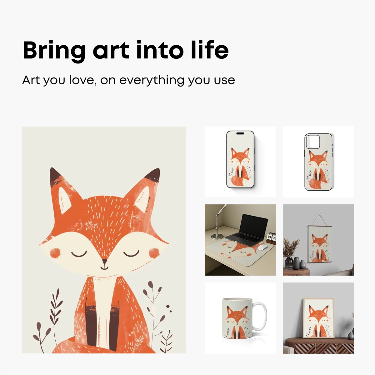 Cozy Fox Embrace: Whimsical Illustration Art - Image 2