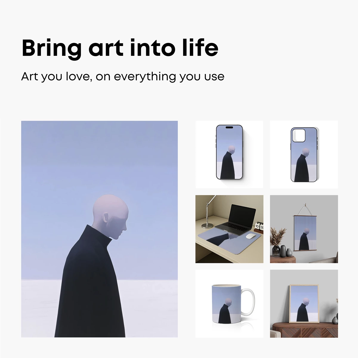 Eternal Solitude: Cloaked Figure in Vast White - Image 2