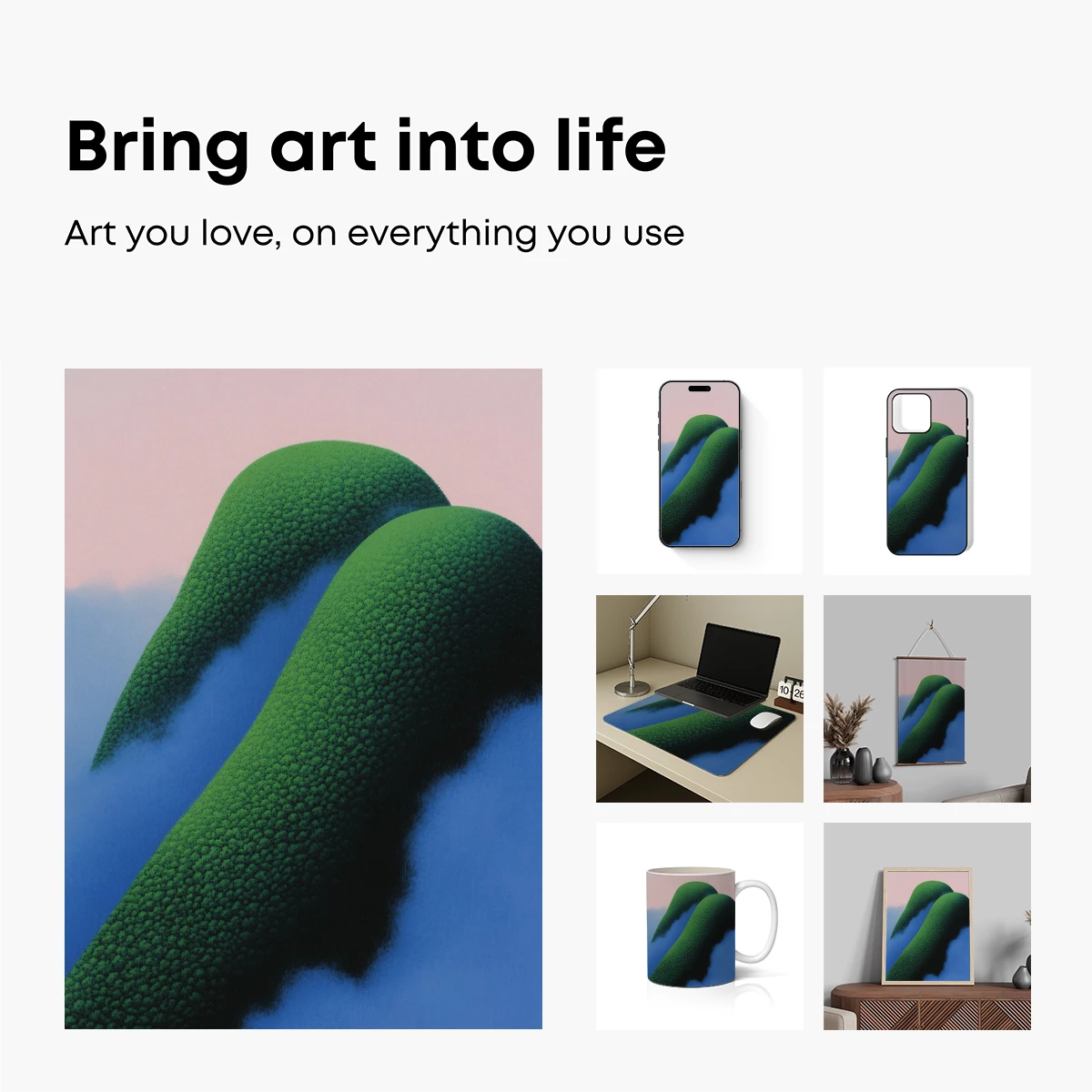 Emerald Waves: Textured Mountains in Dreamy Hues - Image 2