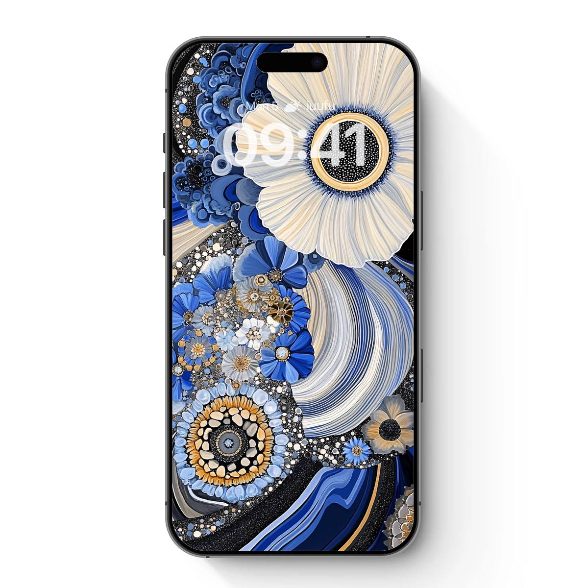 Blue Symphony: Floral Fusion in Abstract Waves