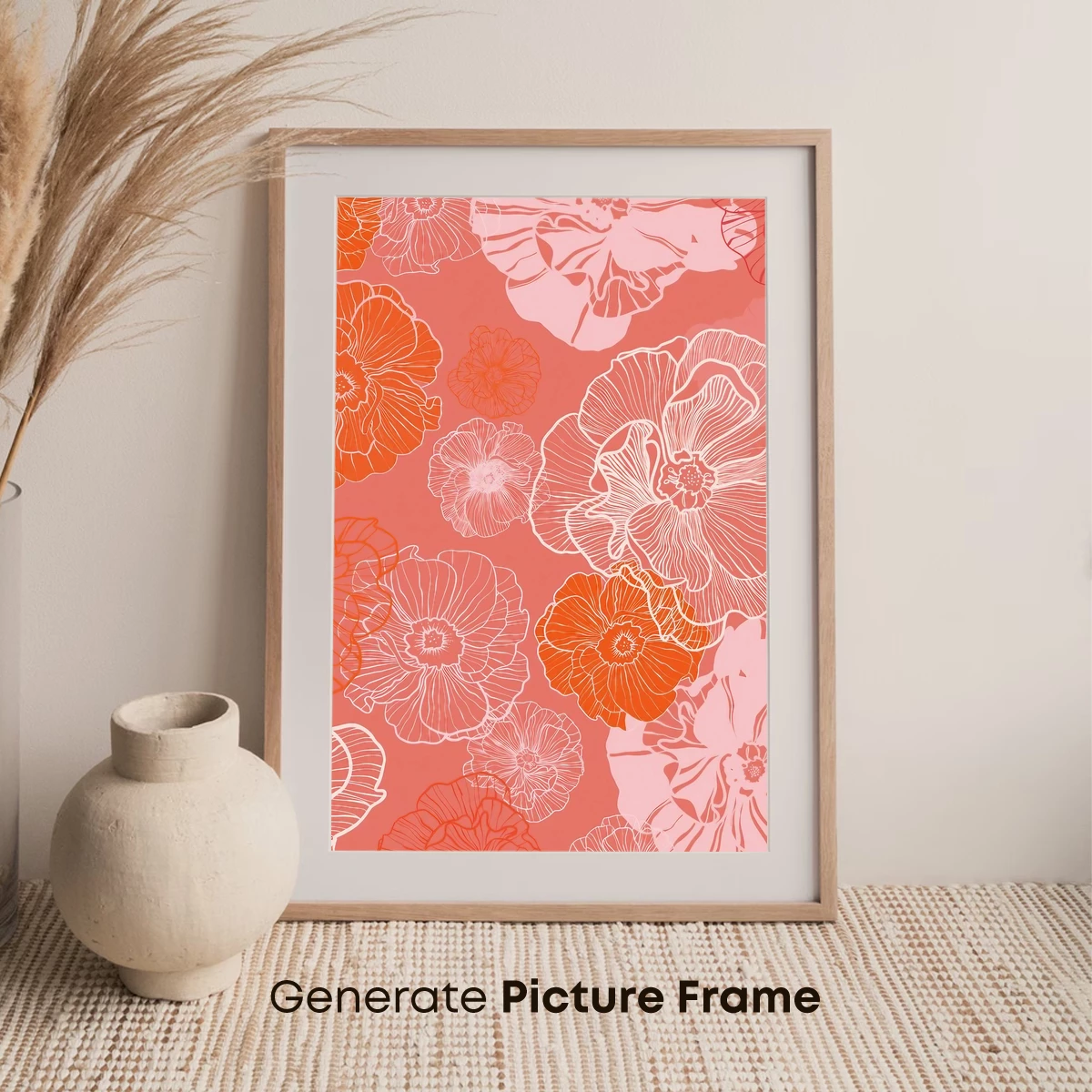 Coral Bloom Symphony: Linework Florals - Image 7