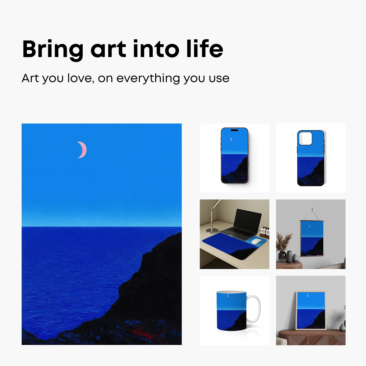 Crimson Crescent Over Abyssal Blue - Image 2