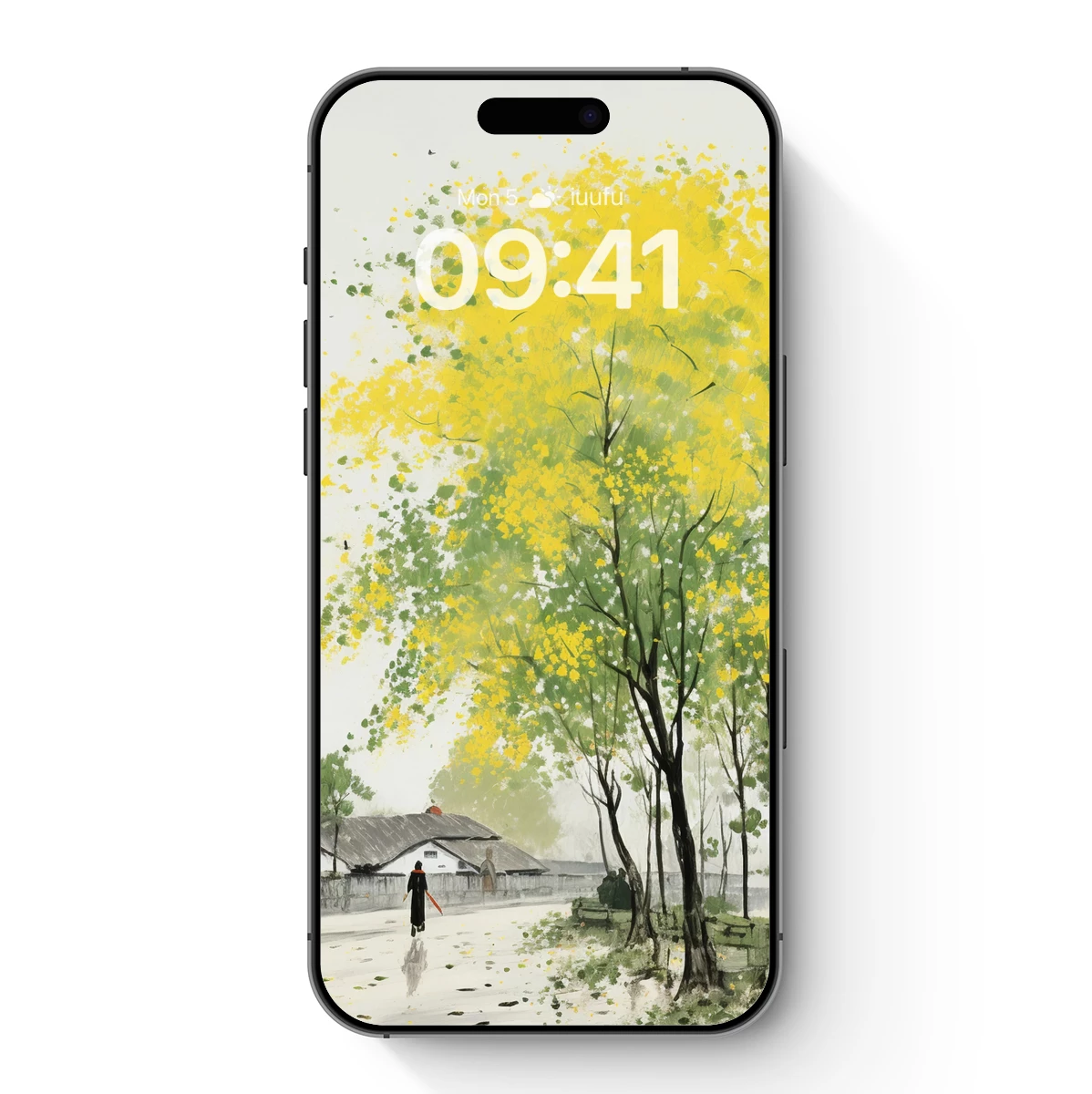 Golden Canopy Whisper: A Solitary Stroll Under Spring’s Embrace Golden Canopy Whisper: A Solitary Stroll Under Spring's Embrace