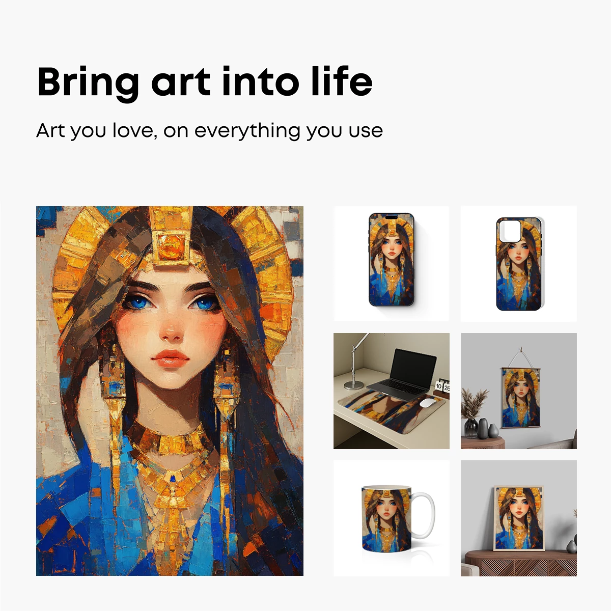 Eternal Pharaoh: Mosaic Majesty in Blue and Gold - Image 2