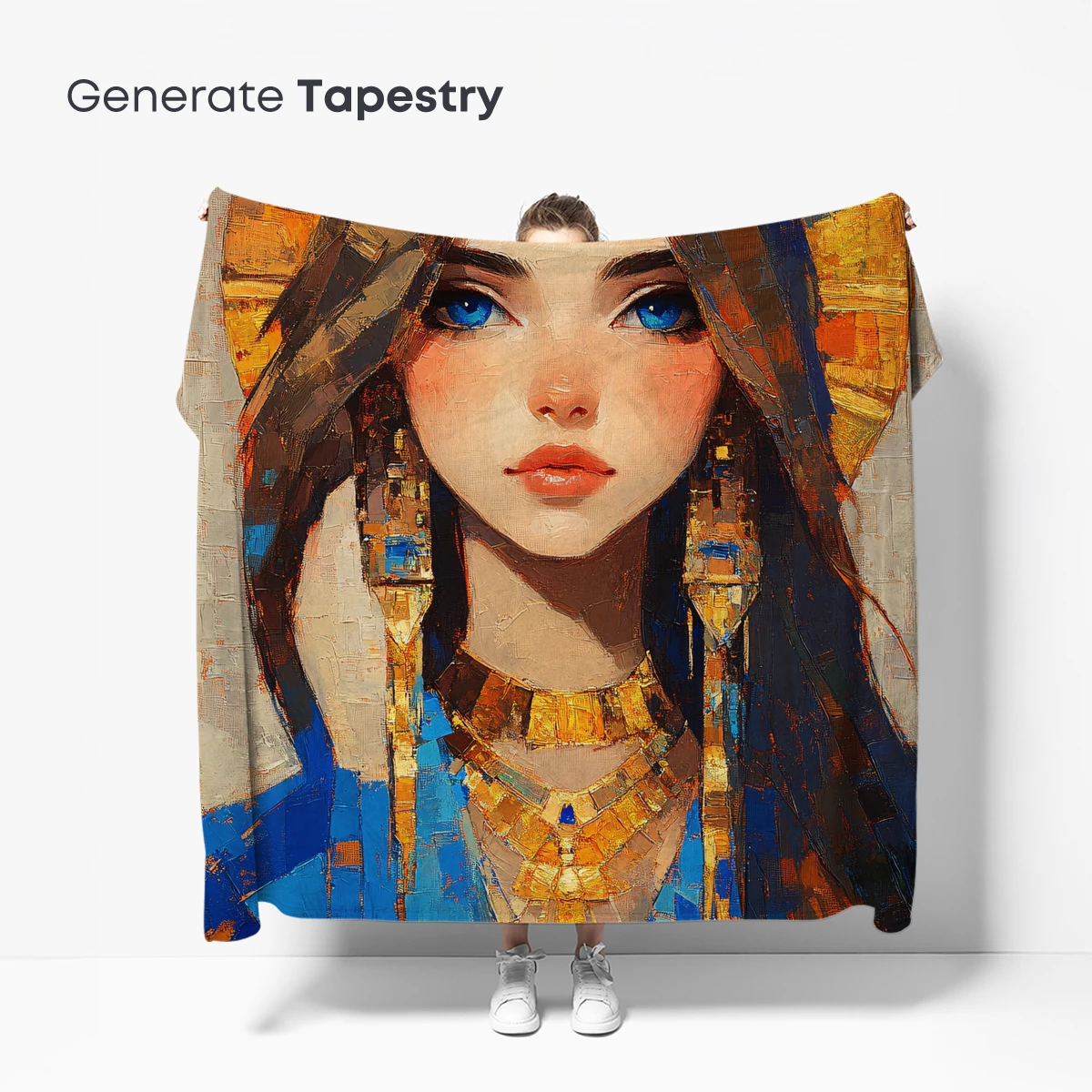 Eternal Pharaoh: Mosaic Majesty in Blue and Gold - Image 5