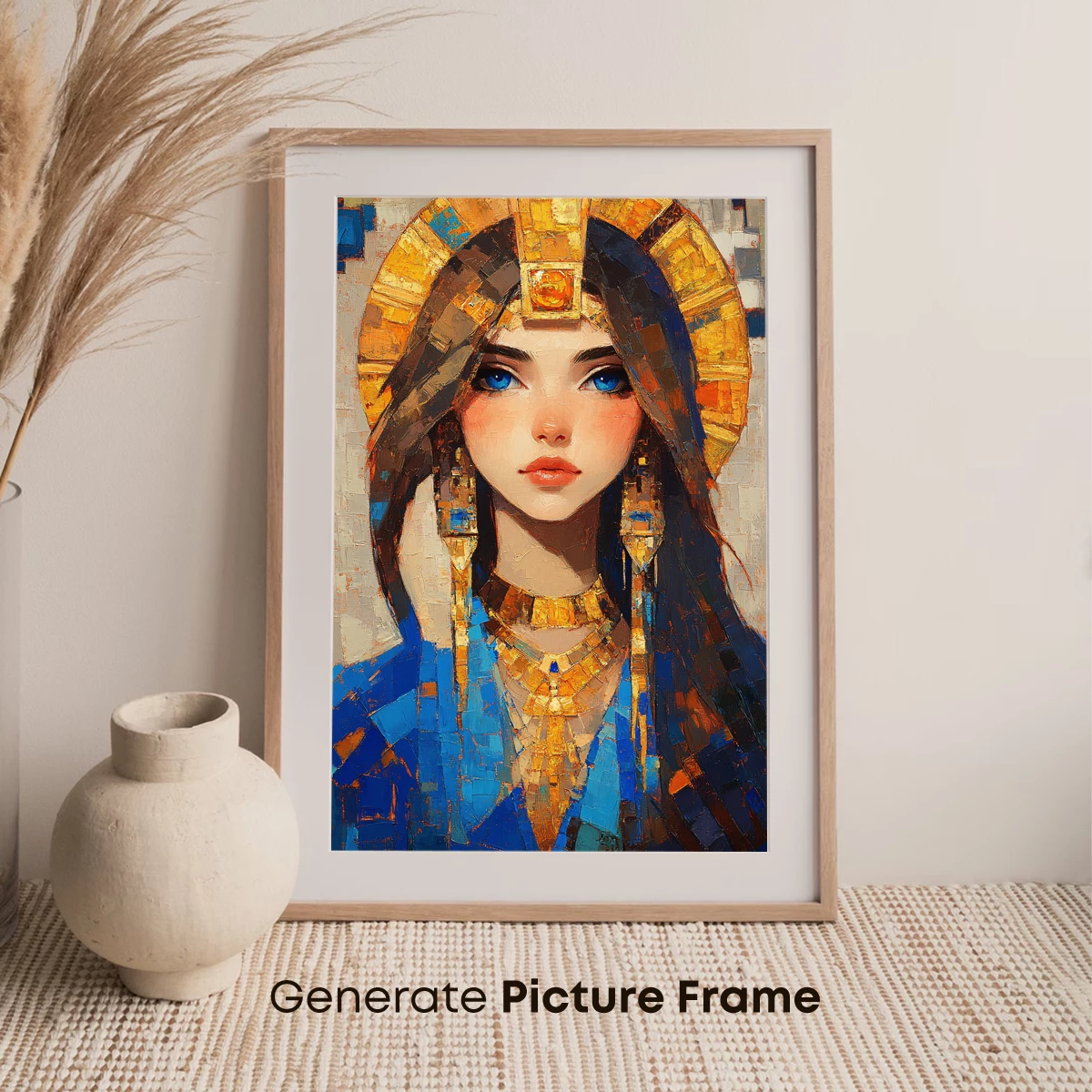 Eternal Pharaoh: Mosaic Majesty in Blue and Gold - Image 7