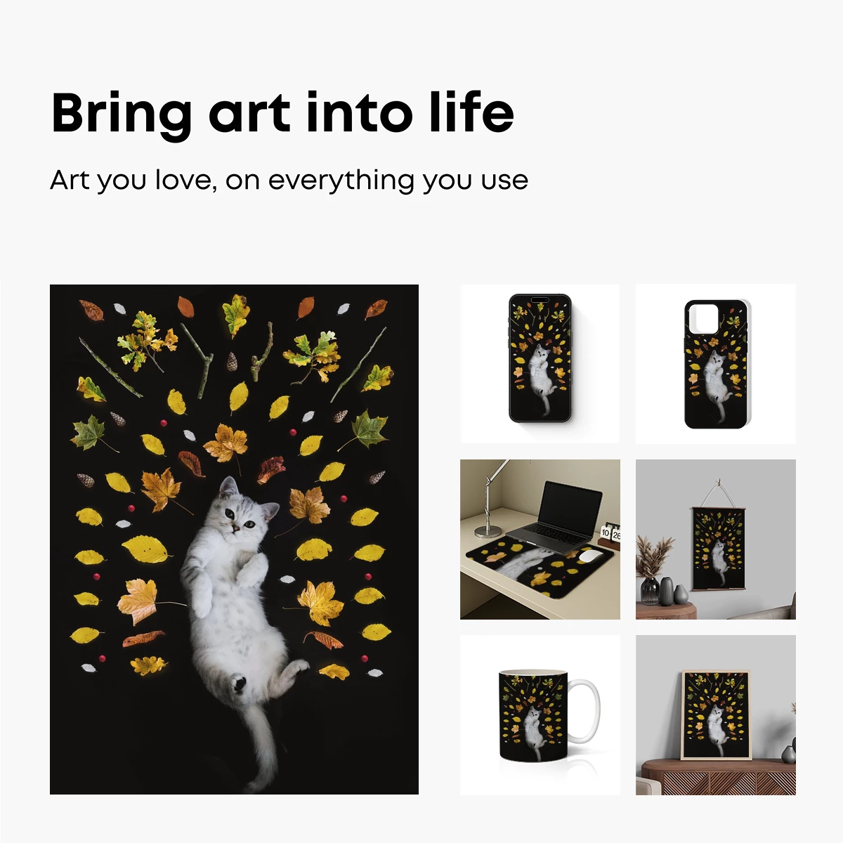 Feline Autumn Whimsy: A Cat Amidst Falling Leaves - Image 2