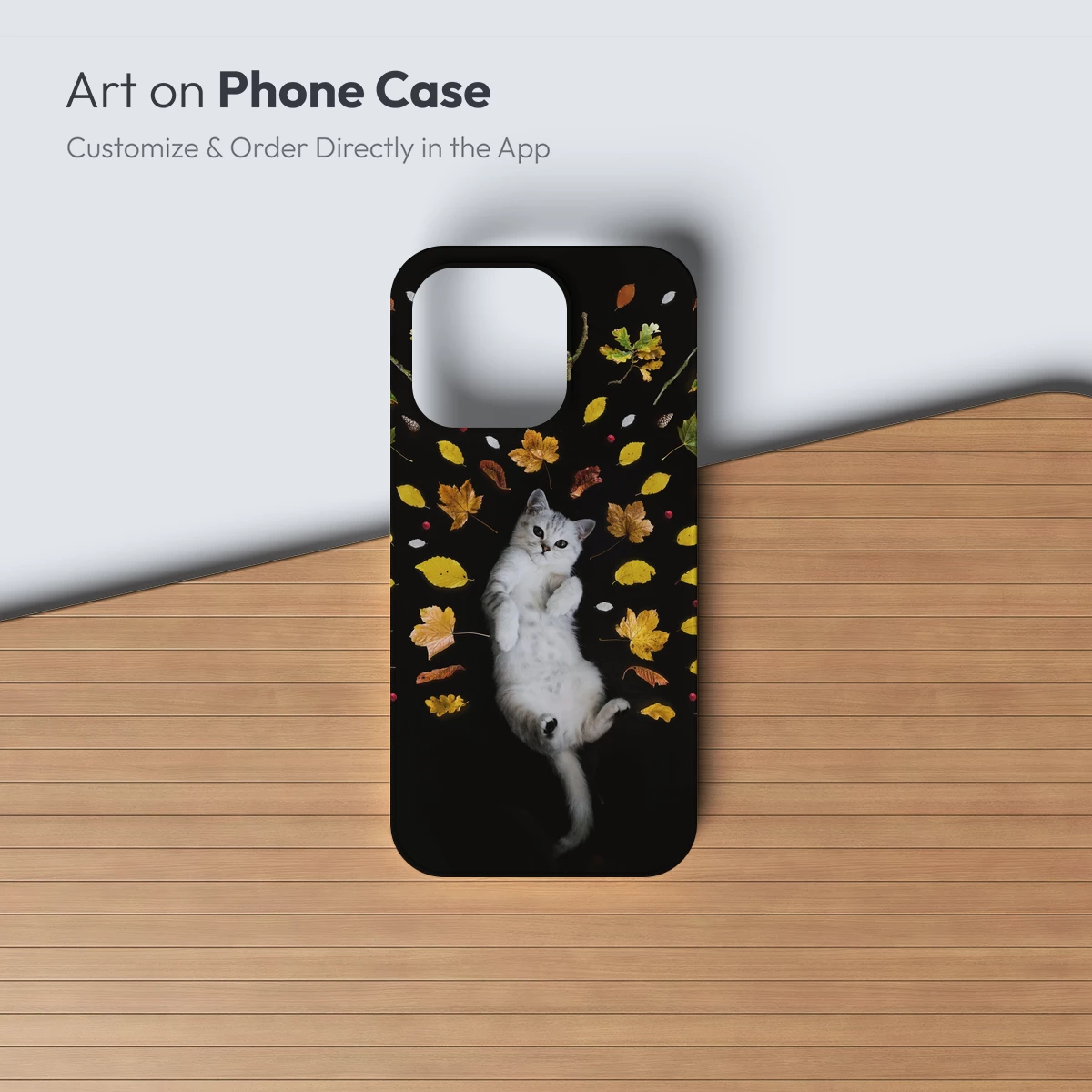Feline Autumn Whimsy: A Cat Amidst Falling Leaves - Image 3