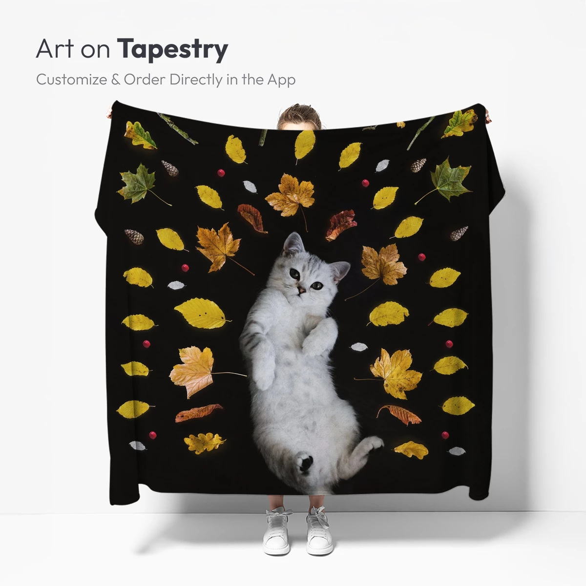 Feline Autumn Whimsy: A Cat Amidst Falling Leaves - Image 5