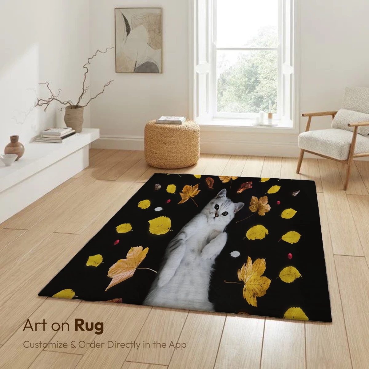 Feline Autumn Whimsy: A Cat Amidst Falling Leaves - Image 6