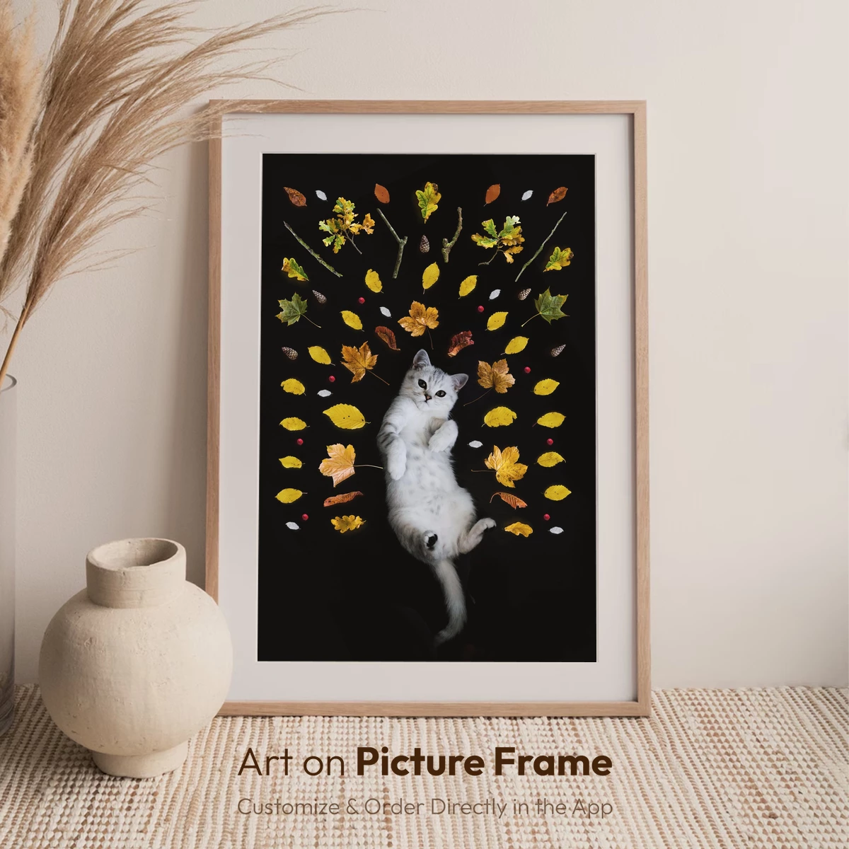 Feline Autumn Whimsy: A Cat Amidst Falling Leaves - Image 7