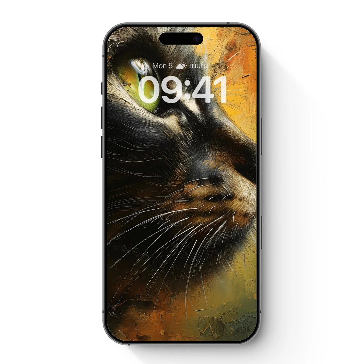 Enigmatic Feline Gaze: Impressionist Whiskers and Verdant Eyes