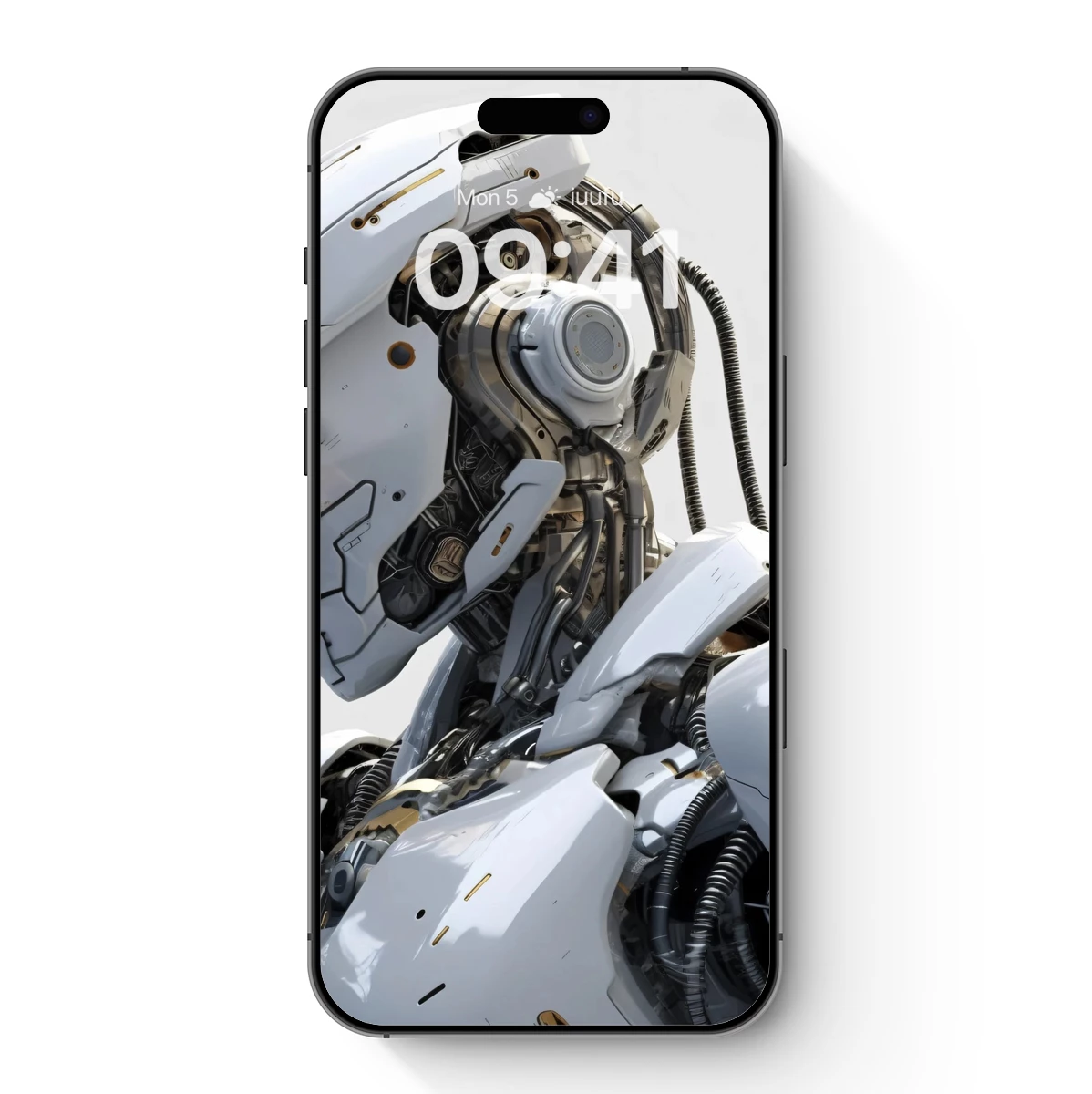 Futuristic Cybernetic Warrior: White and Gold Mech Art Futuristic Cybernetic Warrior: White and Gold Mech Art