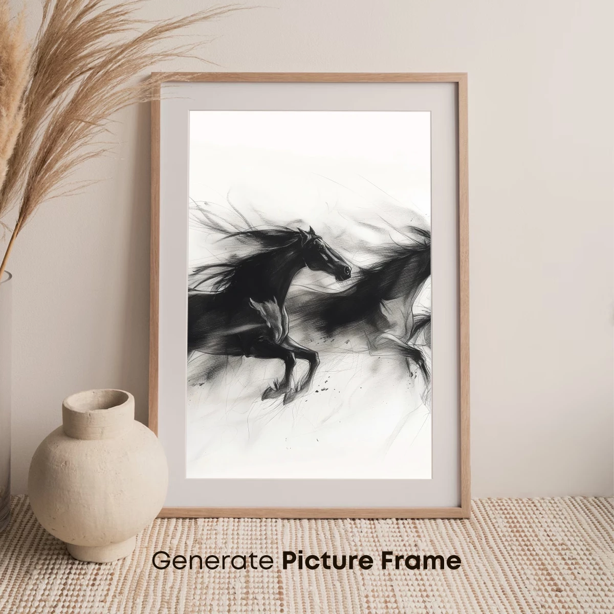 Ink-Splashed Gallop: Energetic Horses in Motion - Image 7