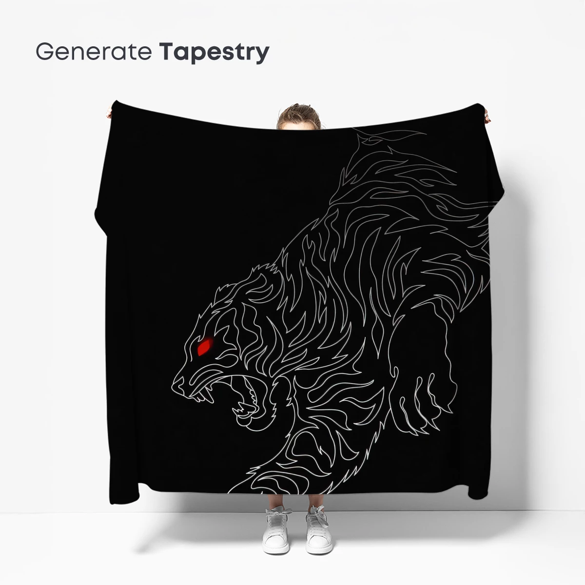 Fierce Tiger Line Art: Red-Eyed Predator in Motion - Image 5