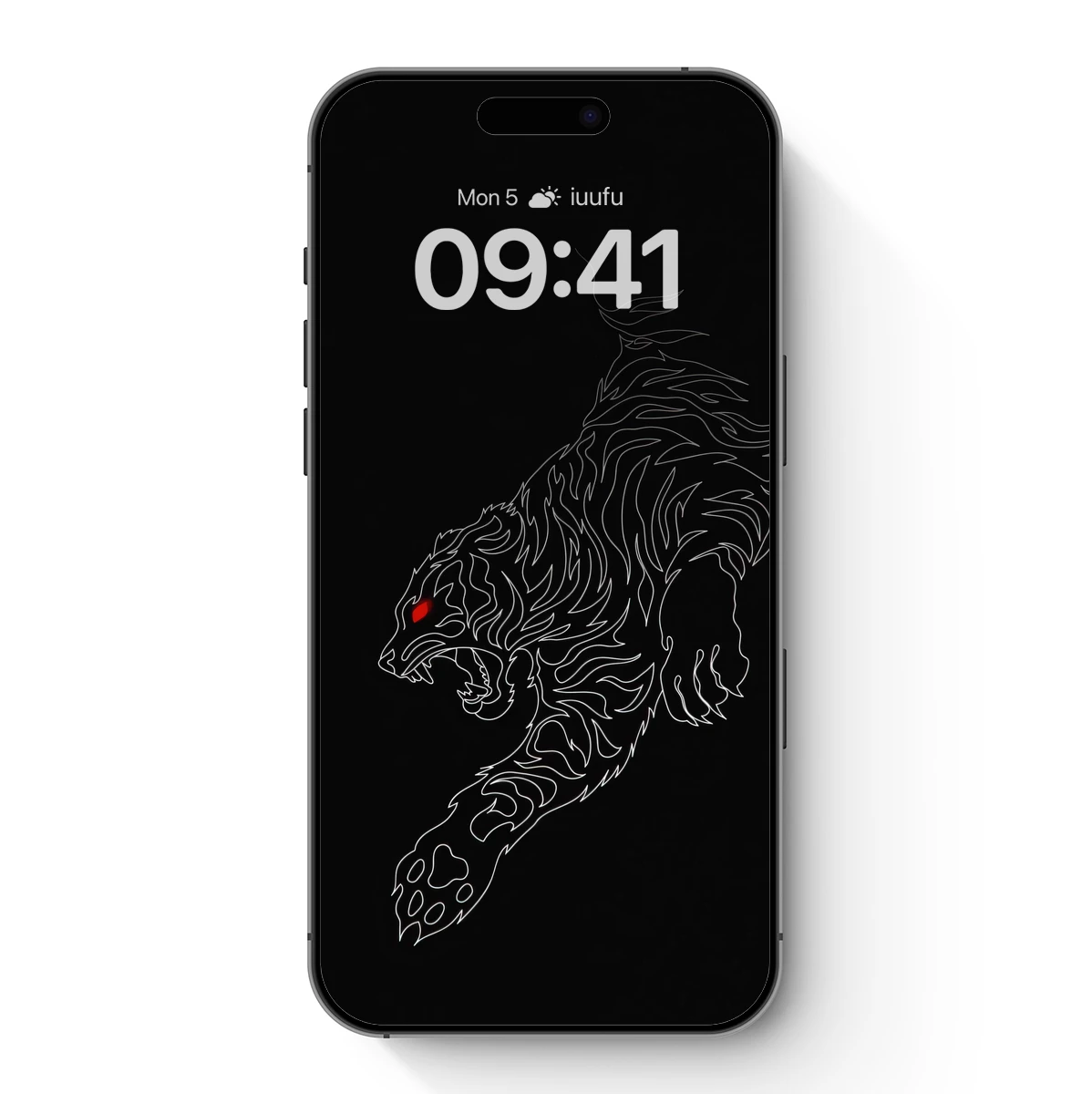 Fierce Tiger Line Art: Red-Eyed Predator in Motion