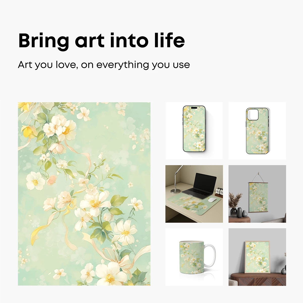 Ethereal Blossoms: Ribbon-Tied Floral Fantasy - Image 2