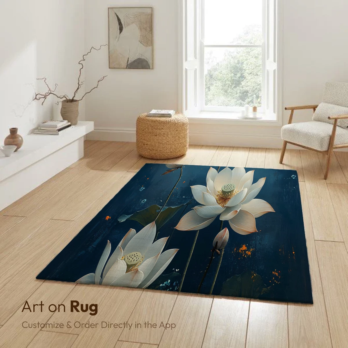 Ethereal Lotus Blooms in Midnight Blue - Image 6