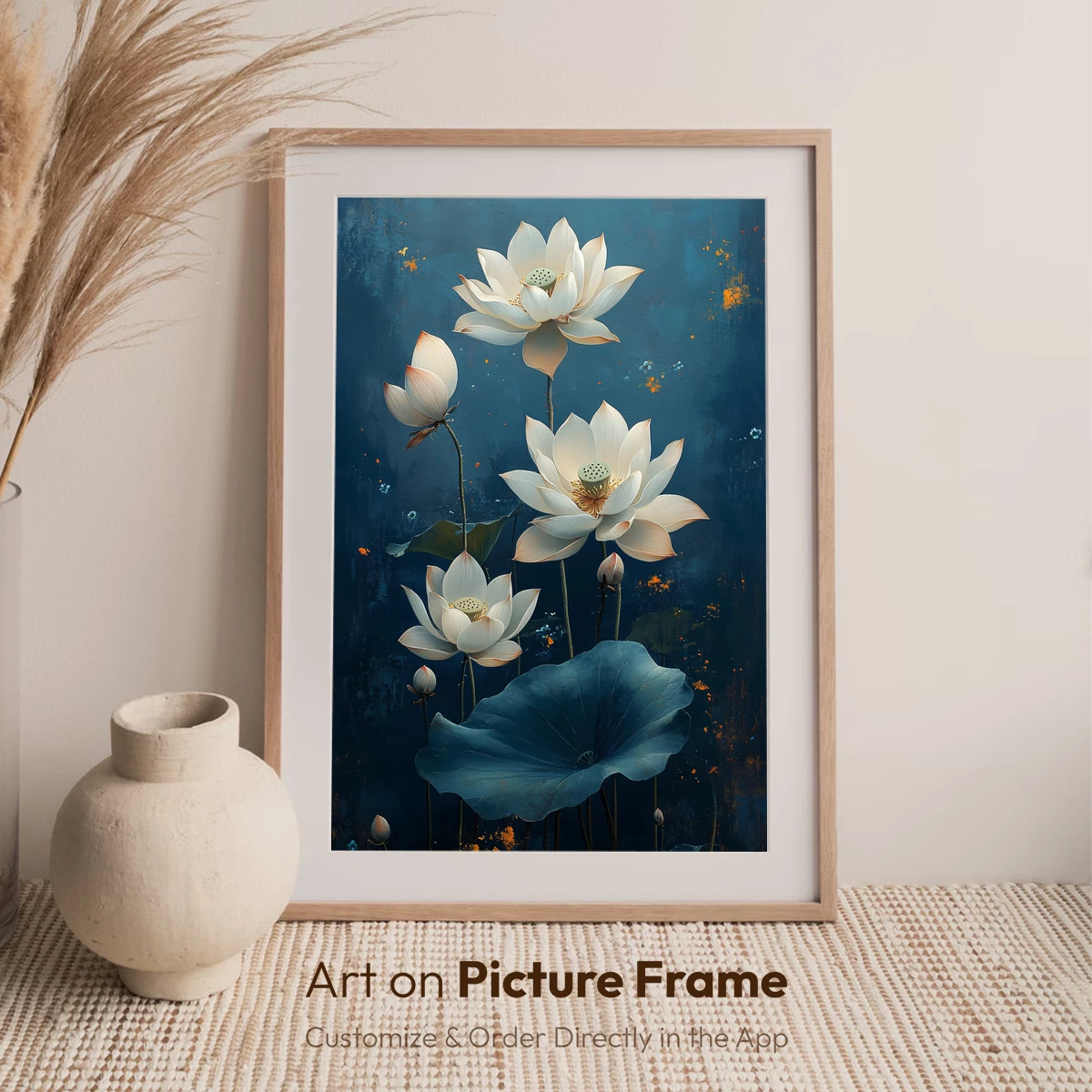 Ethereal Lotus Blooms in Midnight Blue - Image 7