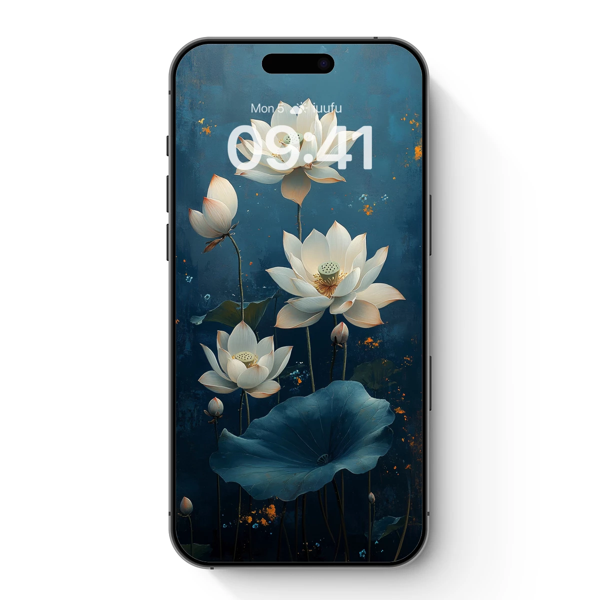 Ethereal Lotus Blooms in Midnight Blue