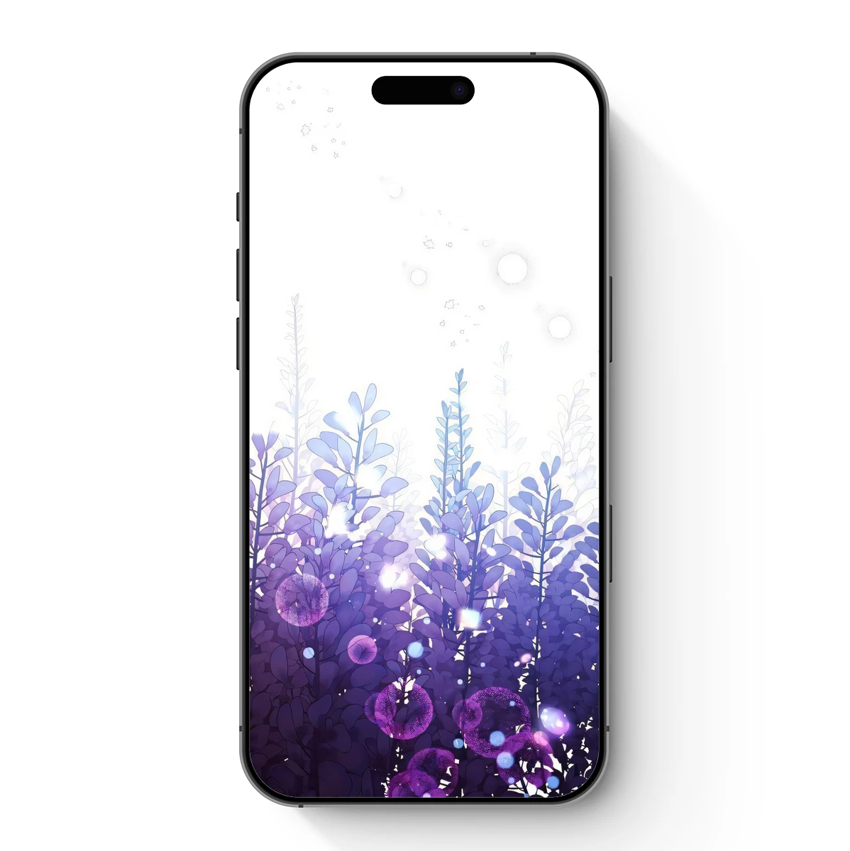 Enchanted Twilight Forest: Purple Hues and Glowing Orbs