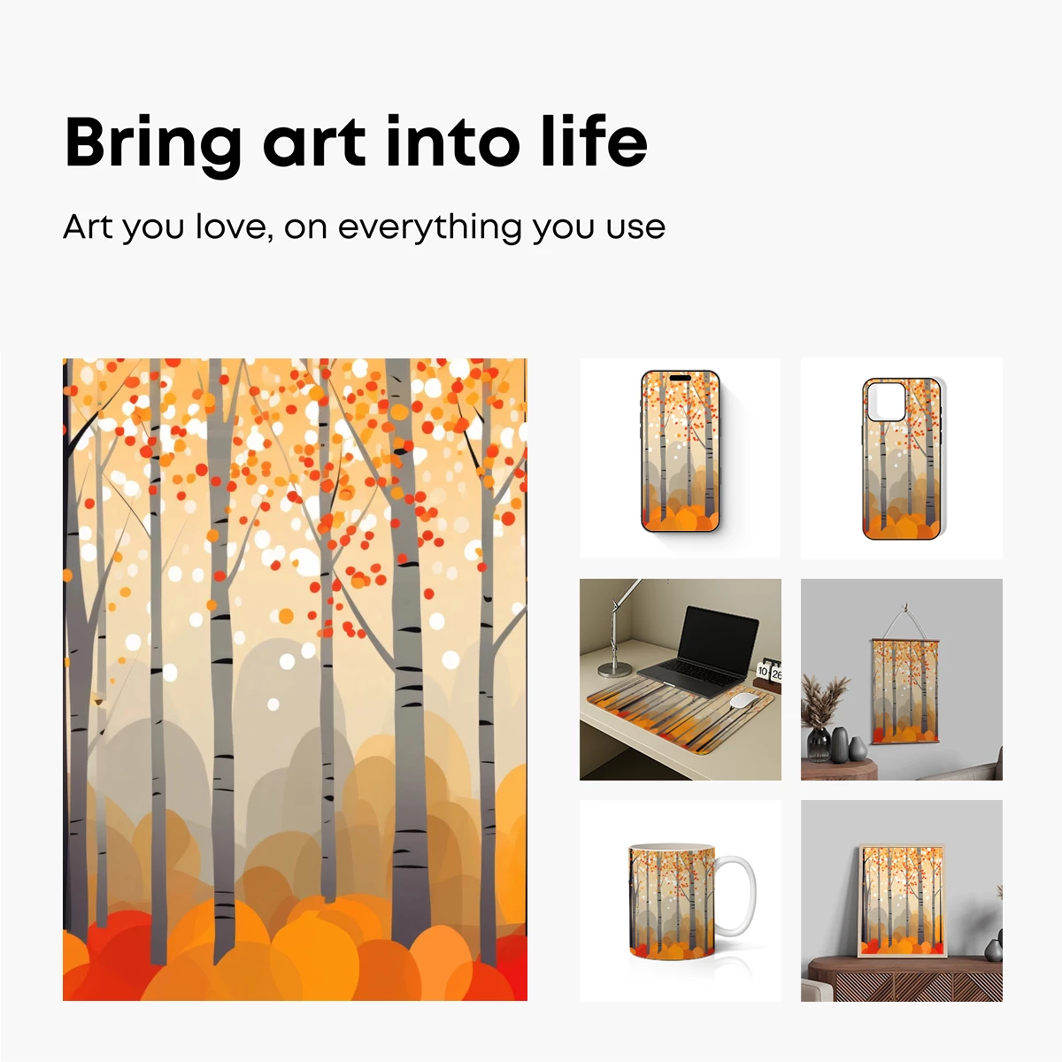 Autumn Birch Symphony: Vibrant Forest Canopy - Image 2