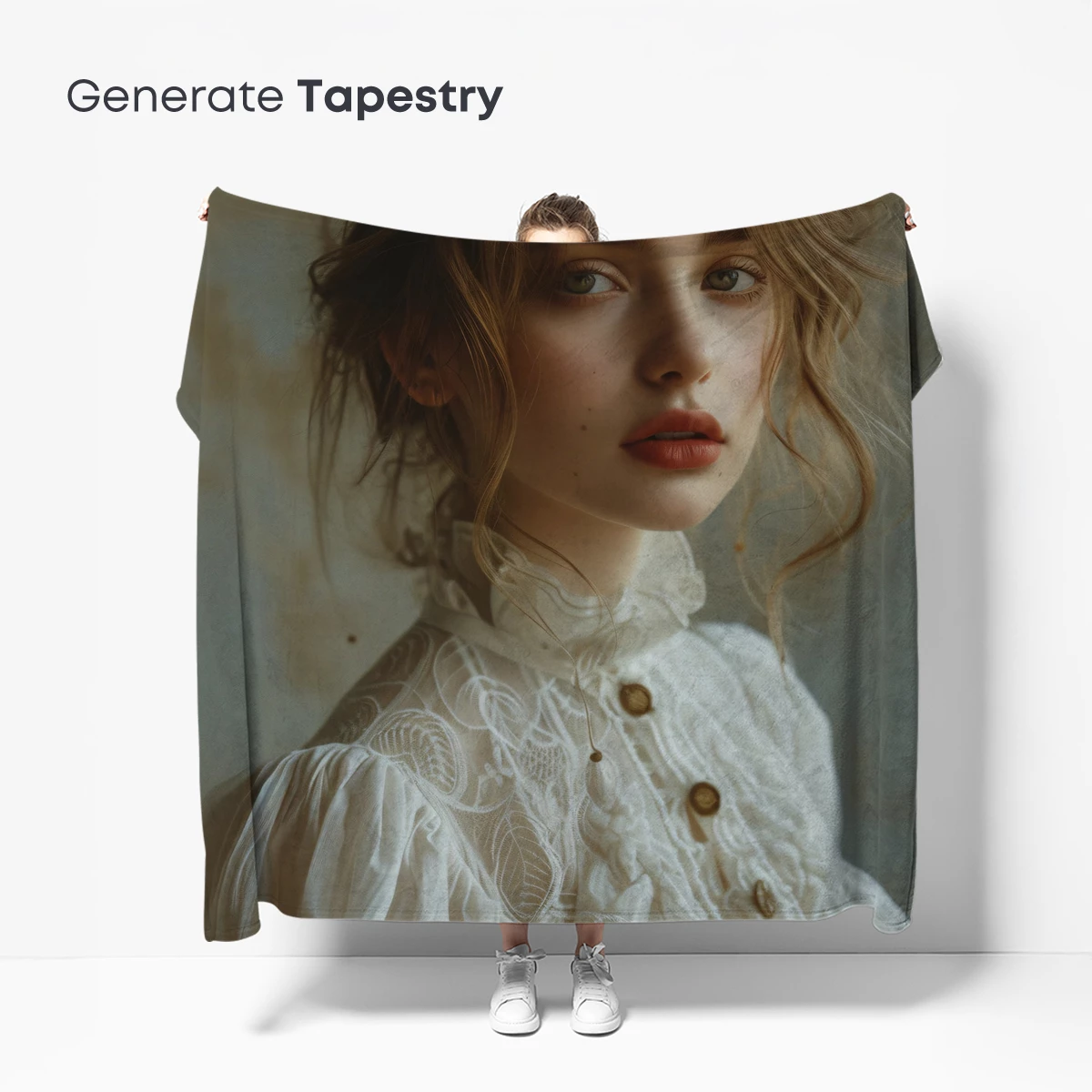 Elegant Victorian Muse in White Lace - Image 5