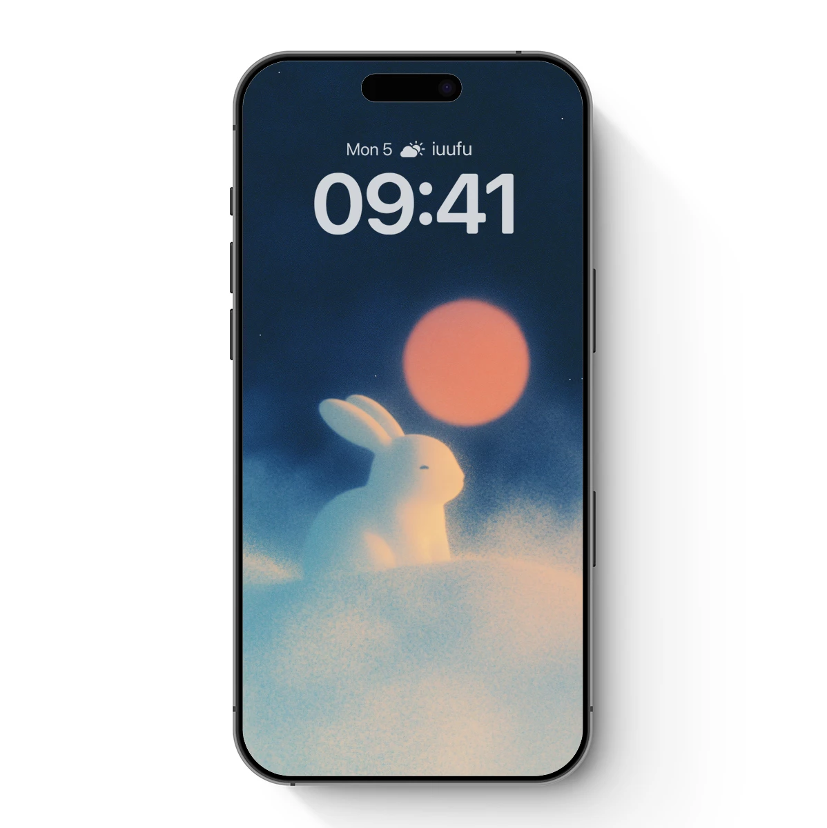 Ethereal Bunny Gazing at a Crimson Moon