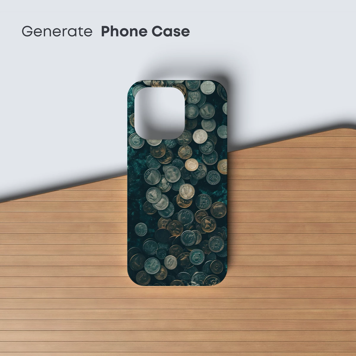 Coin Cascade: Metallic Symphony in Teal - Image 3