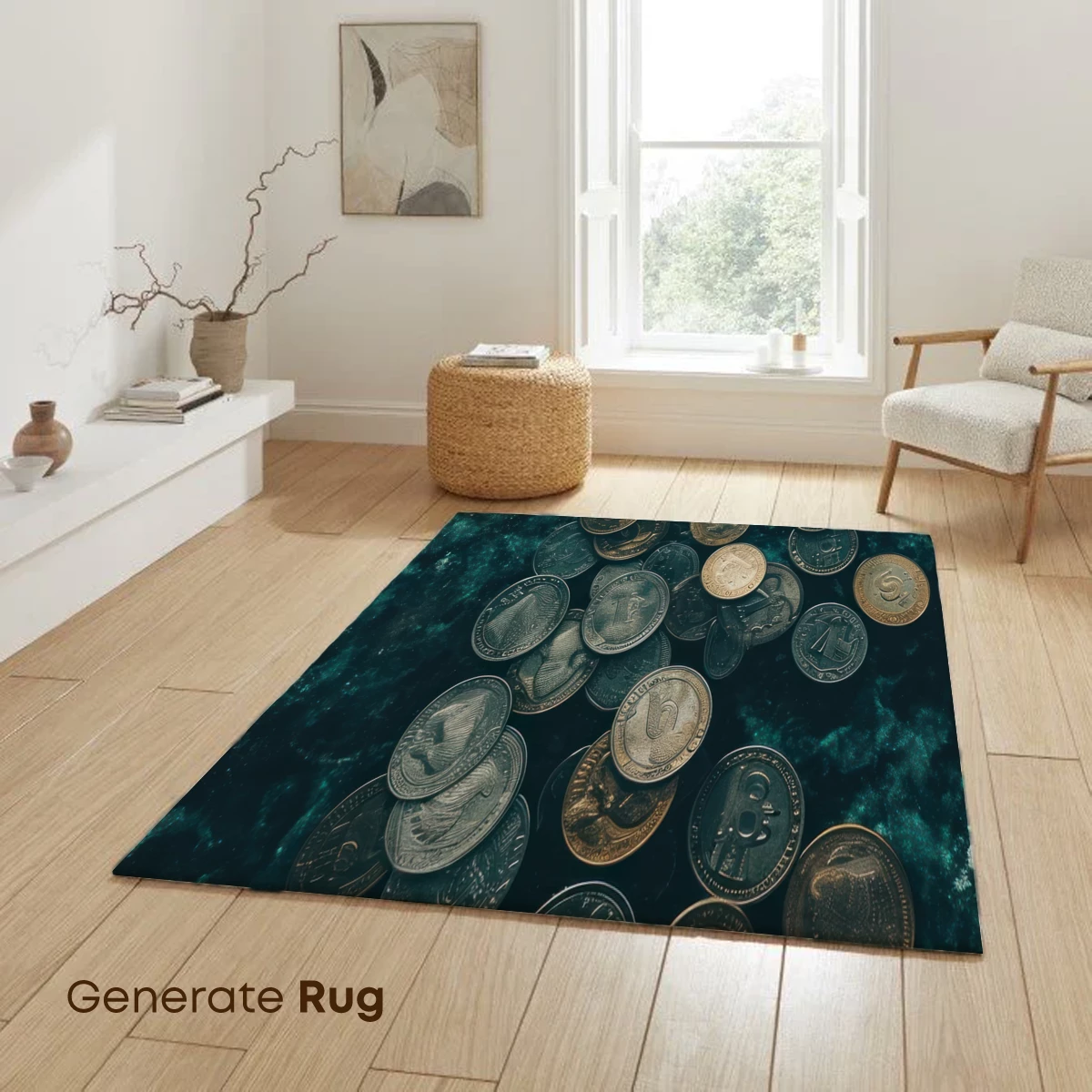 Coin Cascade: Metallic Symphony in Teal - Image 6