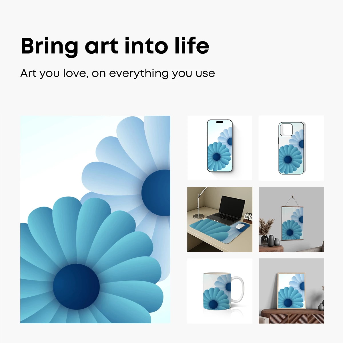 Blue Bloom Elegance: Abstract Floral Artistry - Image 2