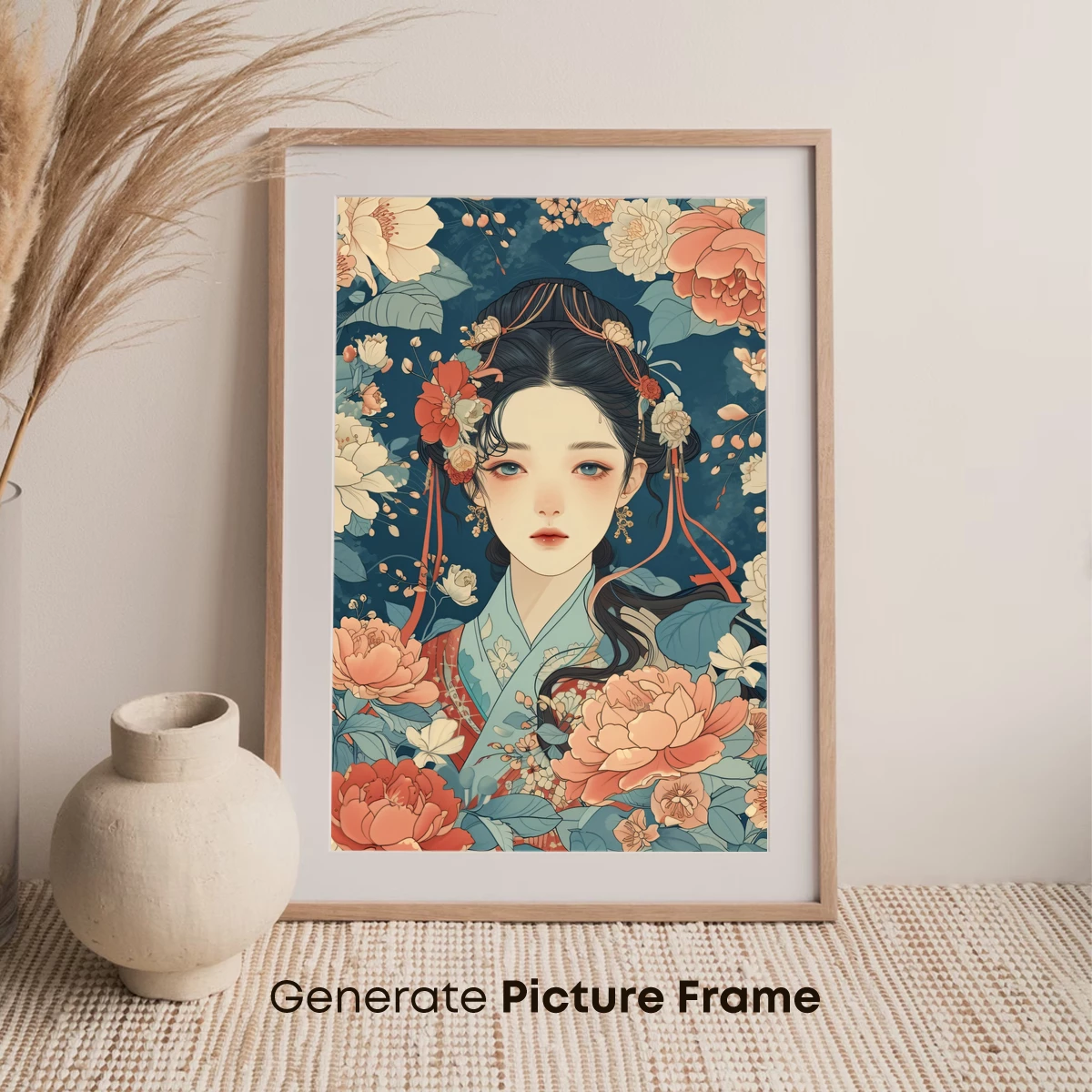 Elegant Blossom Portrait: Traditional Beauty in Floral Harmony - Image 7