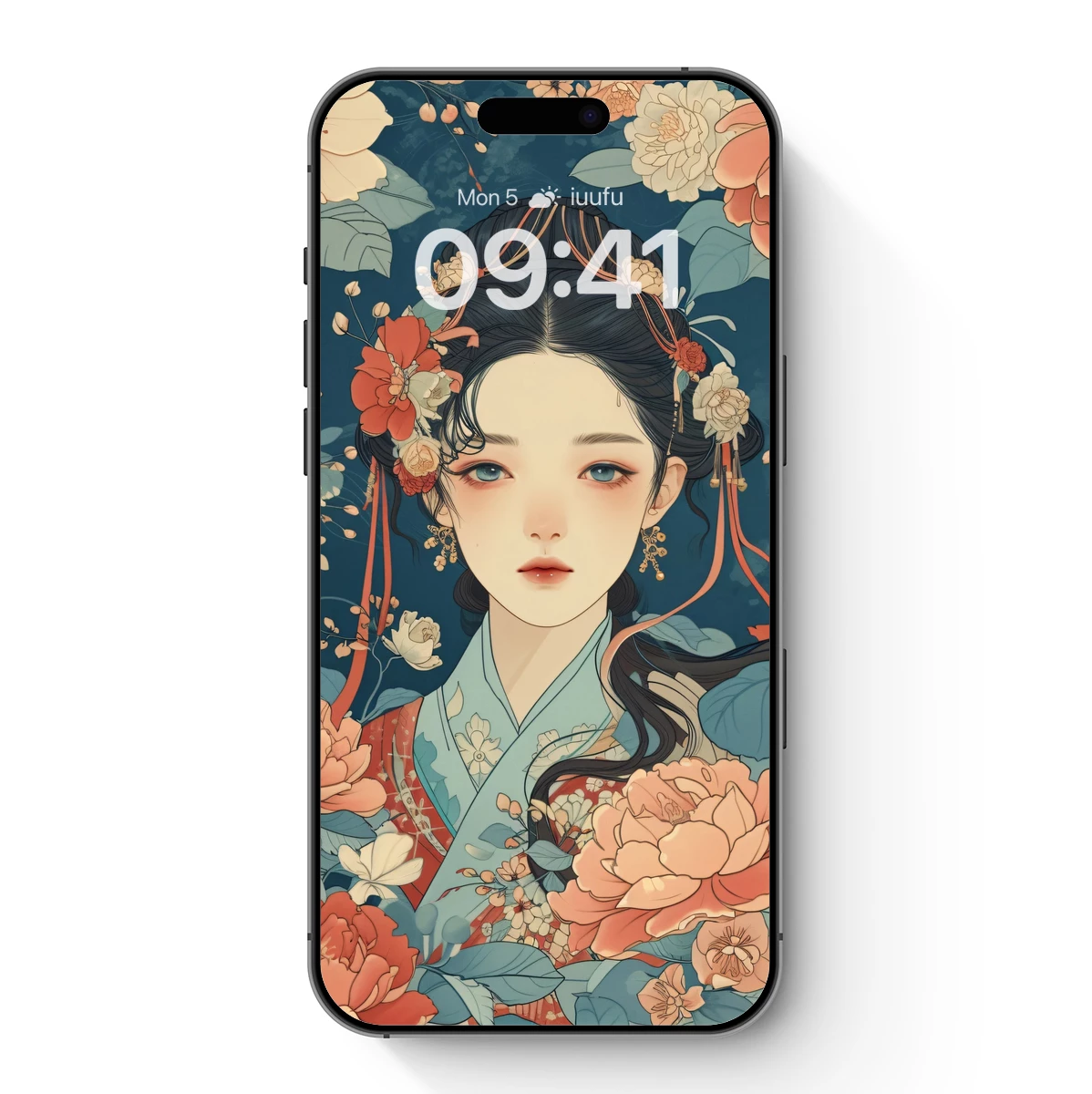 Elegant Blossom Portrait: Traditional Beauty in Floral Harmony